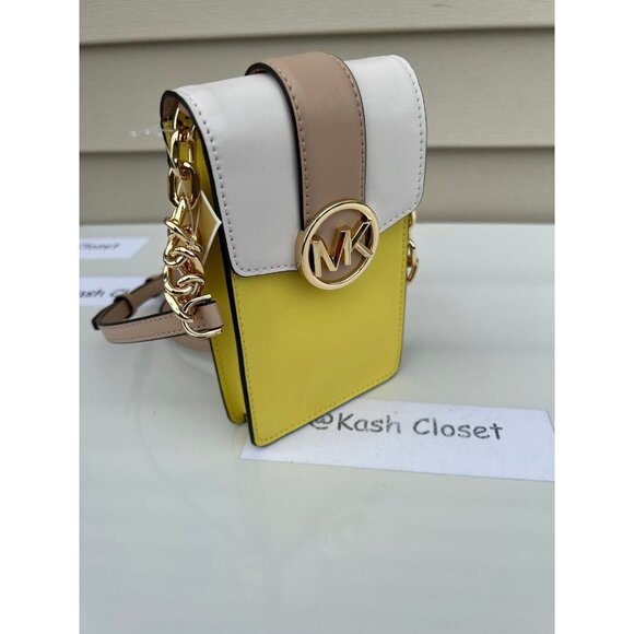 Michael Kors crossbody bag carmen small phone color block leather sunshine multi - Picture 4 of 9